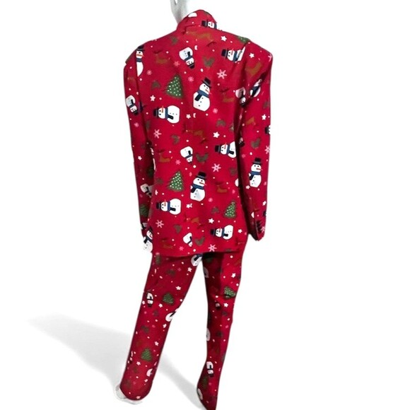 OppoSuits Ugly Christmas Suit Men 46 Blazer Pants Tie Snowman Tree Reindeer EUC - Picture 2 of 6